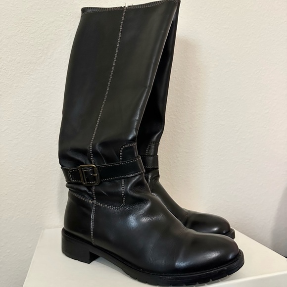 J Crew Riding Style Boots Black Leather US Size 7 - Picture 6 of 11
